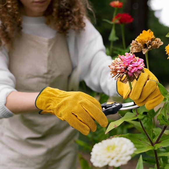 Men's Gold Thorn Proof Garden Yard Duty Work for Farmers Truckers Gloves - Picture 2 of 9